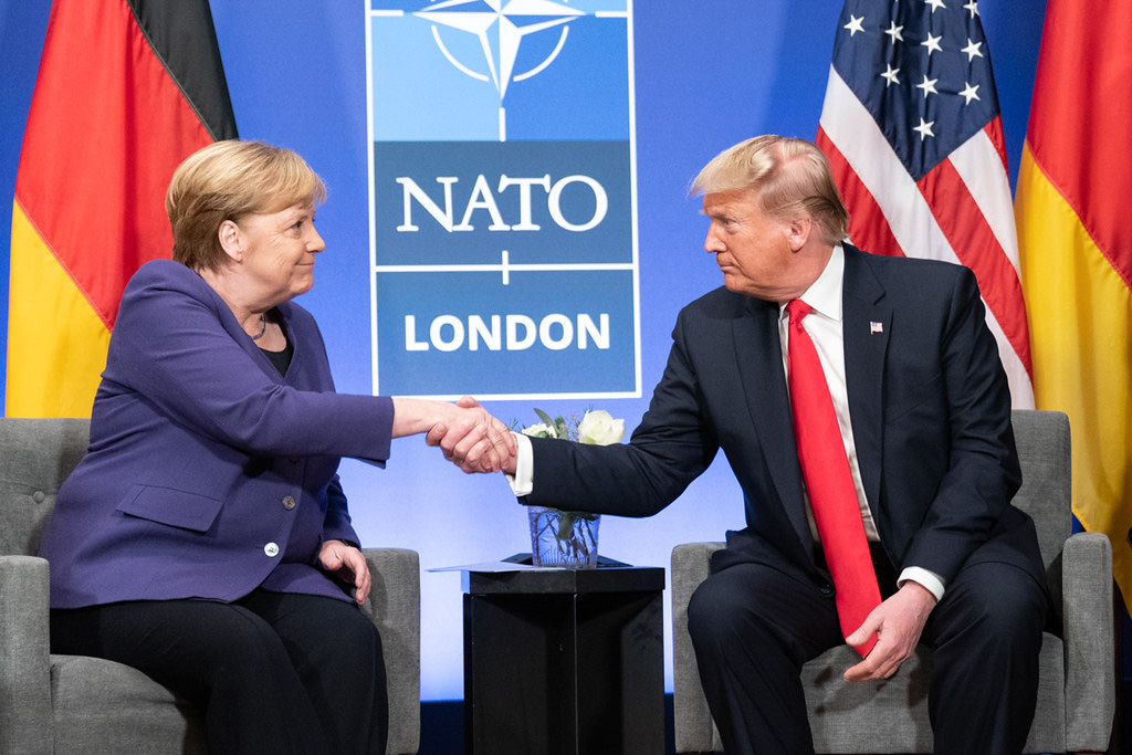 President Trump and Chancellor Merkel at NATO.