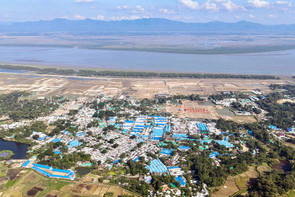 The Nayapara Rohingya refugee camp, along the Naf river at Teknaf in Bangladesh's southeastern district of Cox's Bazar, photographed in November 2023 (Munir Uz Zaman/AFP via Getty Images)