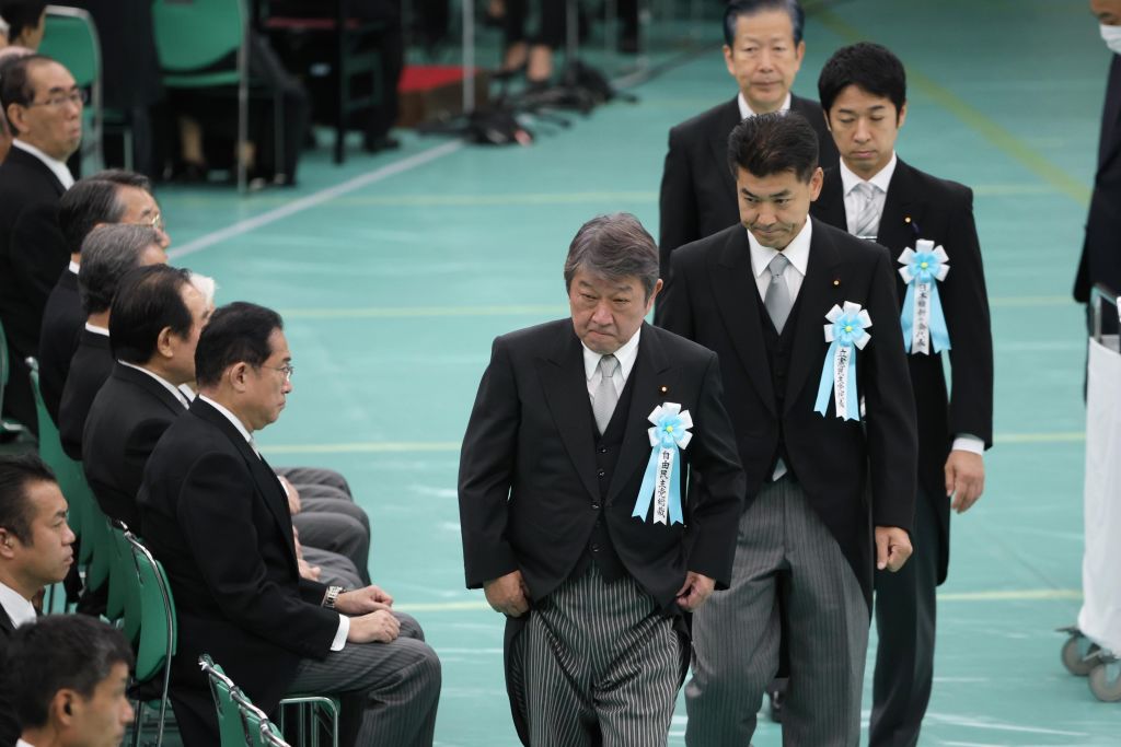 Japanese politics is largely male-dominated: A memorial ceremony for war dead at Nippon Budokan on the 79th anniversary of the Second World War Surrender, 15 August 2024 in Chiyoda-ku, Tokyo (The Asahi Shimbun via Getty Images)
