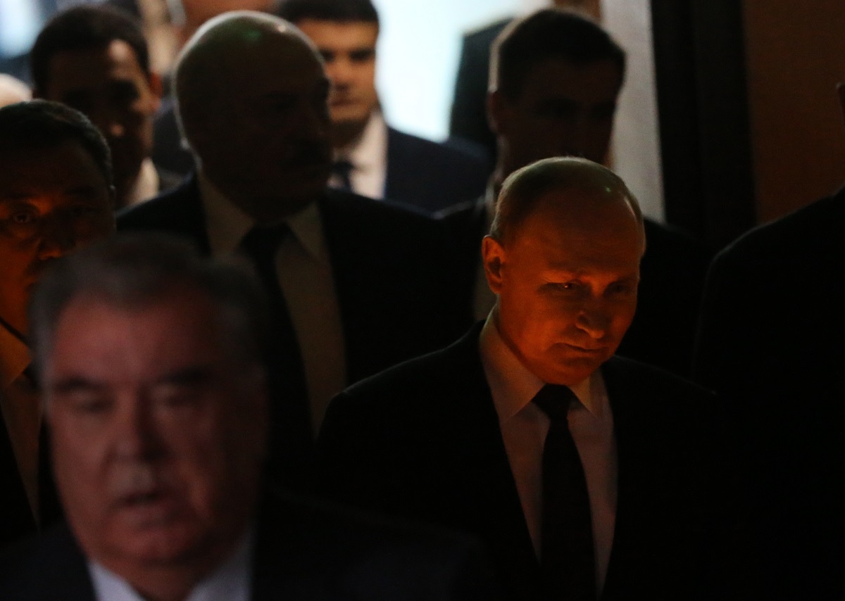 ASTANA, KAZAKHSTAN - OCTOBER 14: (RUSSIA OUT) Russian President Vladimir Putin arrives to the plenary session of the Commonwealth of the Independent States (CIS) Summit, on October 14, 2022 in Astana, Kazakhstan. Leaders of most post-Soviet states arrived to Astana for the first Summit Russia - Central Asia and annual Summit of CIS. (Photo by Contributor/Getty Images)