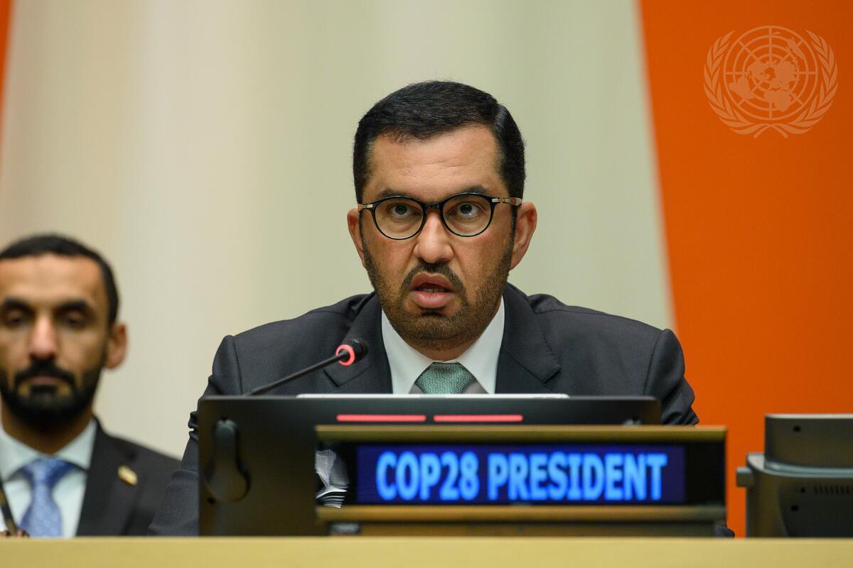 Sultan Ahmed Al-Jaber at the UN General Assembly in September in New York (Loey Felipe/UN Photo)