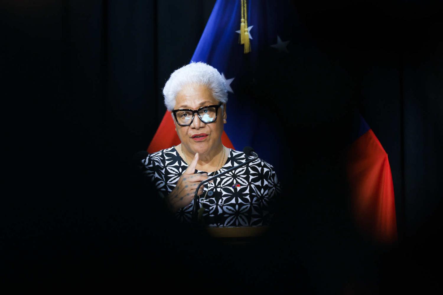 Samoan Prime Minister Fiame Naomi Mata’afa has called “to move beyond rhetoric” and focus on how to strengthen outcomes for women and girls in the Pacific Islands region (Hagen Hopkins/Getty Images)