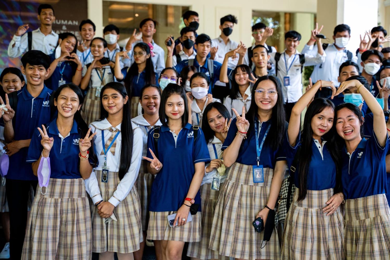 Hope can be found in the ways in which young people speak out on issues of gender equity: Students in Cambodia (Ploy Phutpheng/UN Women)