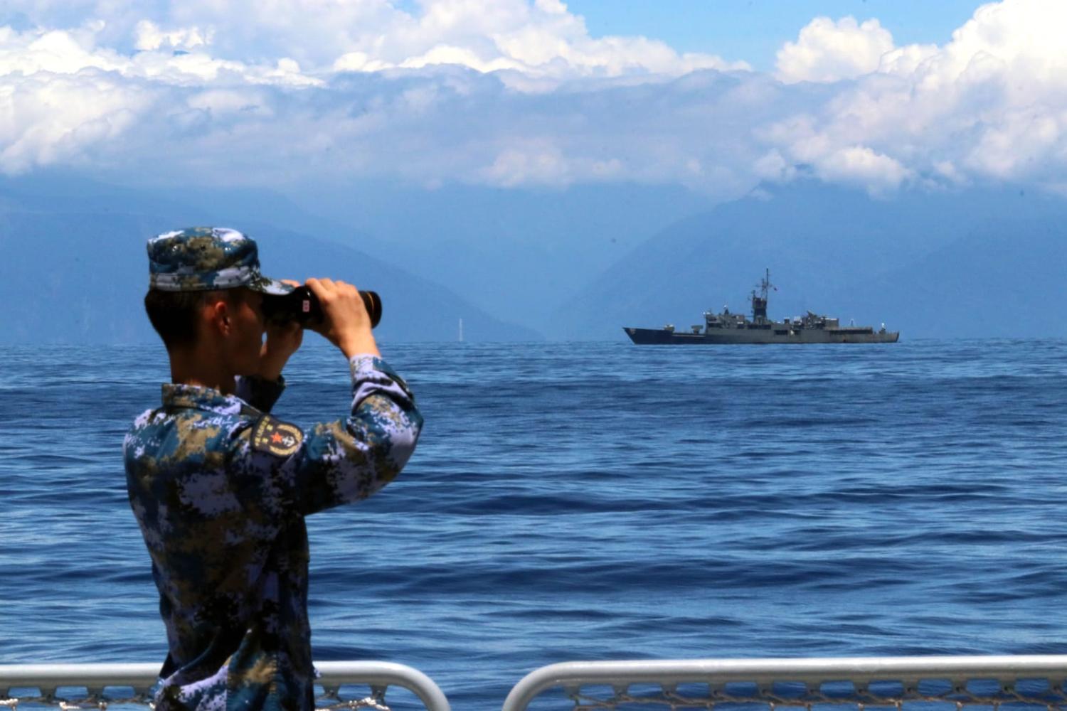 Combat exercises by the Chinese People's Liberation Army PLA in waters near in waters around Taiwan in August 2022 (Lin Jian/Xinhua via Getty Images)