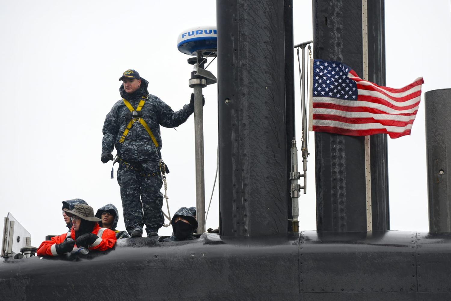 Crew of the Ohio-class ballistic missile submarine USS Louisiana, the type of submarine the US has pledged will return to visit ports in South Korea (US Navy/Flickr)