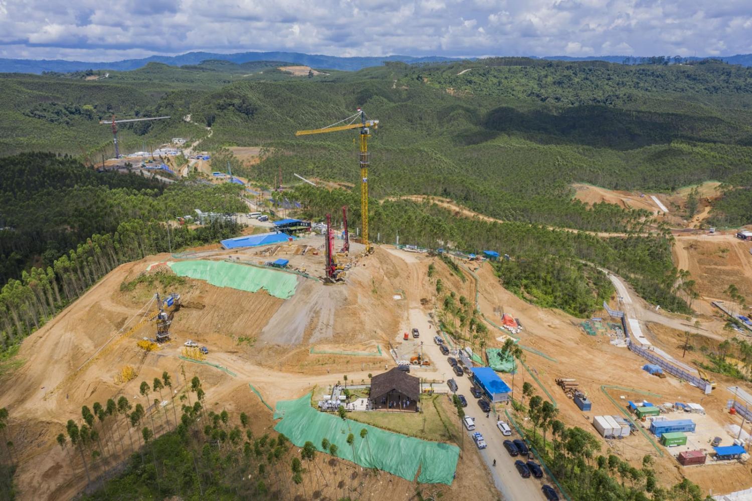 Works last month for the new Presidential Palace under construction at the new Indonesian capital Nusantara, known as IKN, in East Kalimantan province (Rony Zakaria/Bloomberg via Getty Images)