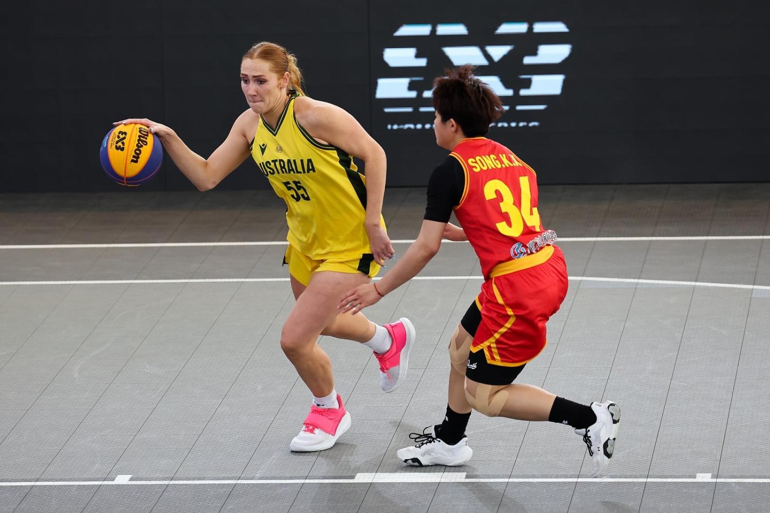 Australia versus China during the semi finals of FIBA 3x3 Women’s Series Wuhan Stop 2023 on 7 May (Wang He/Getty Images)