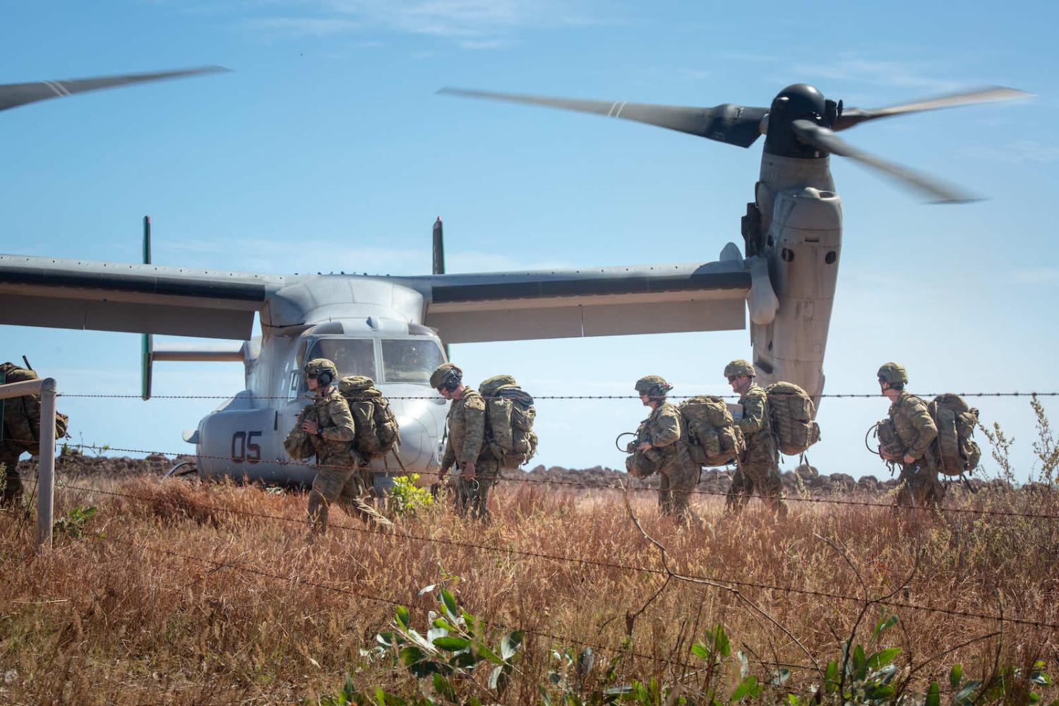 Australian soldiers during training with US Marines near Darwin in May (Department of Defence)