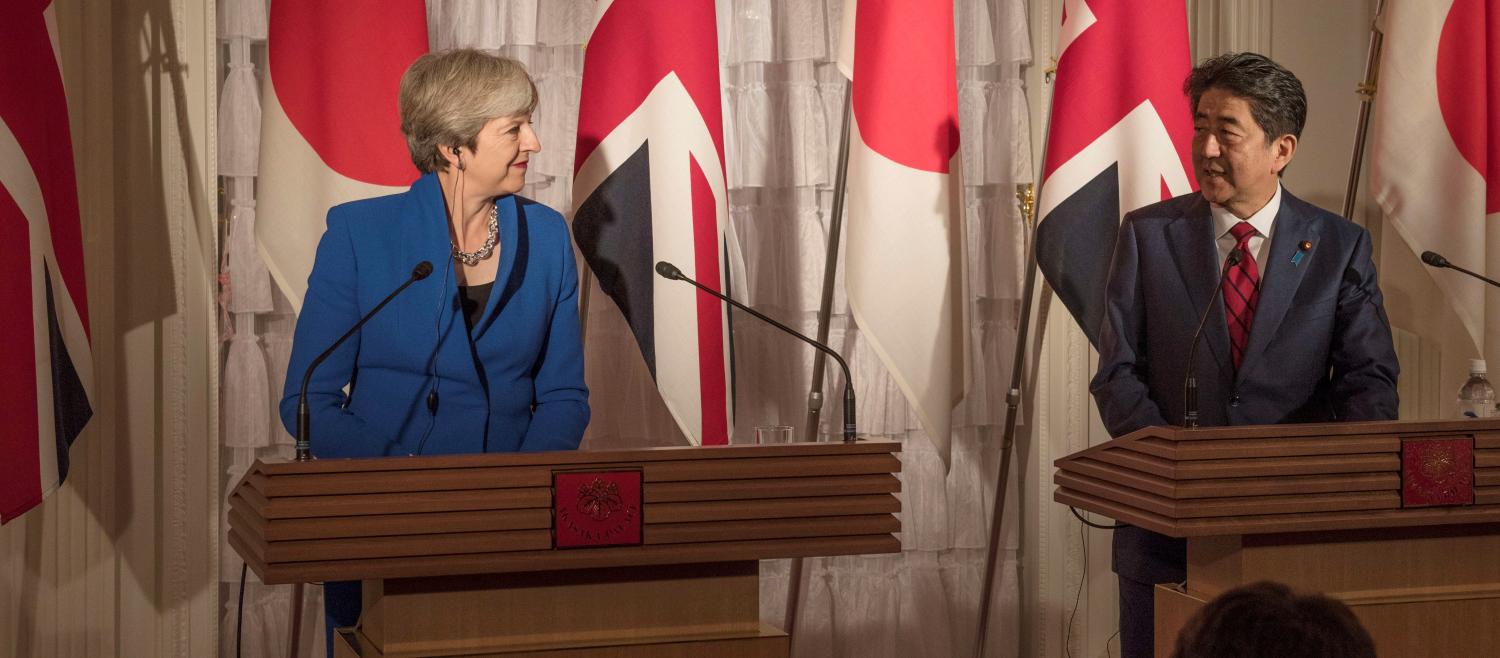 UK Prime Minister Theresa May and Japanese Prime Minister Shinzo Abe, August 2017 (Photo: Number 10/Flickr)