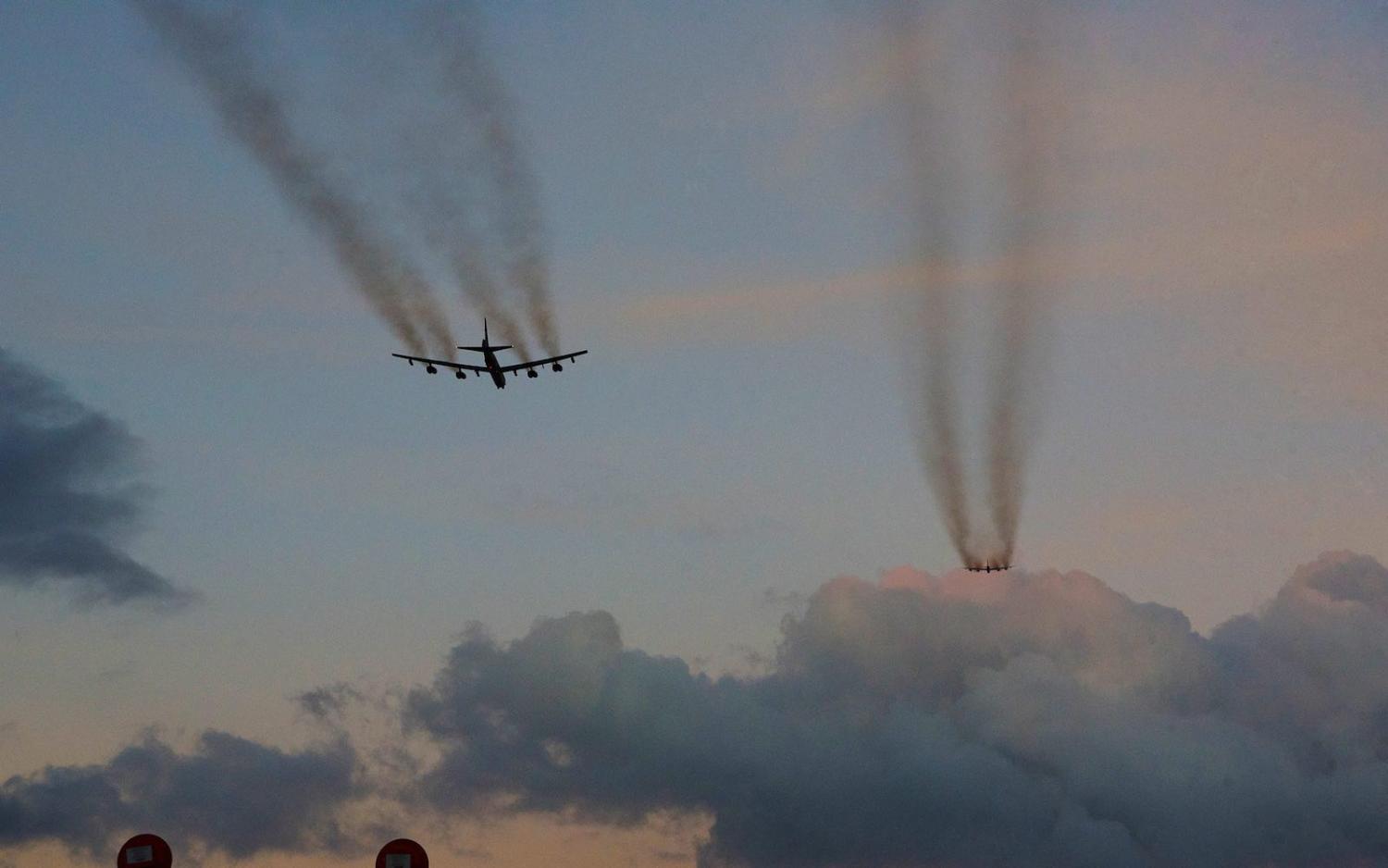 Two B-52 Stratofortresses take off from Andersen Air Force Base, Guam, 18 March 2019 (US Indo-Pacific Command/Flickr)