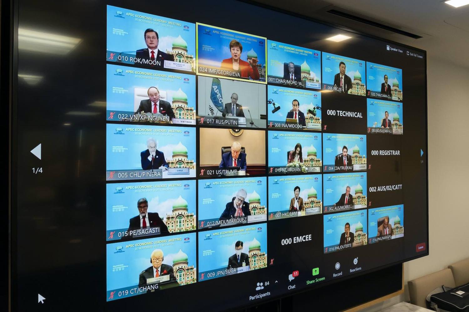 The virtual 2020 APEC leaders meeting (Cory Hancock/IMF Photo/Flickr)