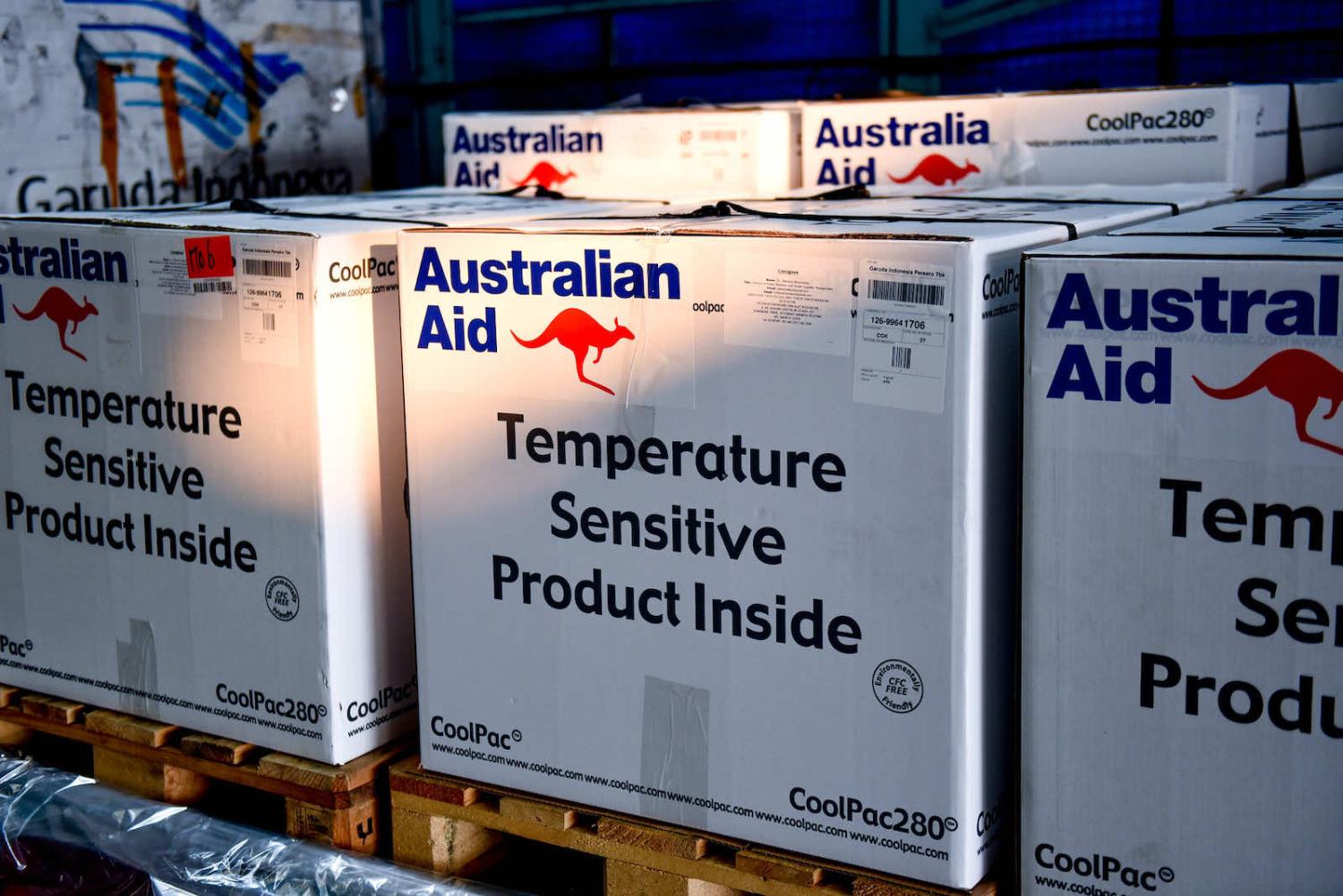 Part of a shipment of 500,000 AstraZeneca delivered by Australia to Indonesia in September (Timothy Tobing/Australian Embassy Jakarta/Flickr)