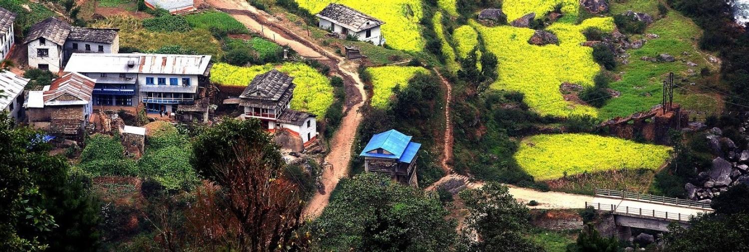 Salme Village in Nepal with a bridge financed by the Asian Development Bank to the right (Photo: Flickr/ADB)