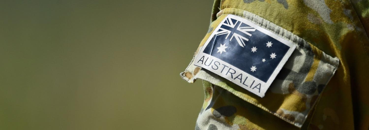Australian flag patch worn by an Australian RAAF member (Photo: Ian Hitchcock/Getty Images)