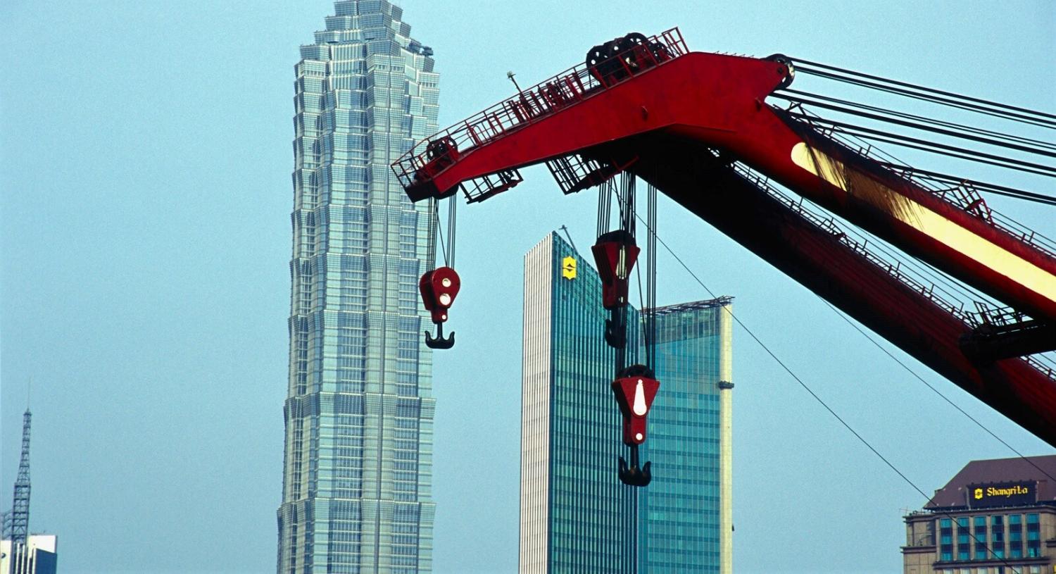 Jinmao Tower with crane, Shanghai, China (Photo: Liqun Liu via Getty)