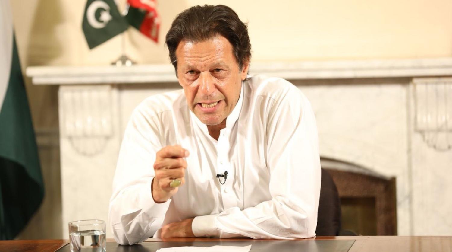 Newly elected Pakistani Prime Minister Imran Khan after the general elections results were announced in Islamabad, Pakistan, on 26 July (Photo: Muhammad Reza via Getty)