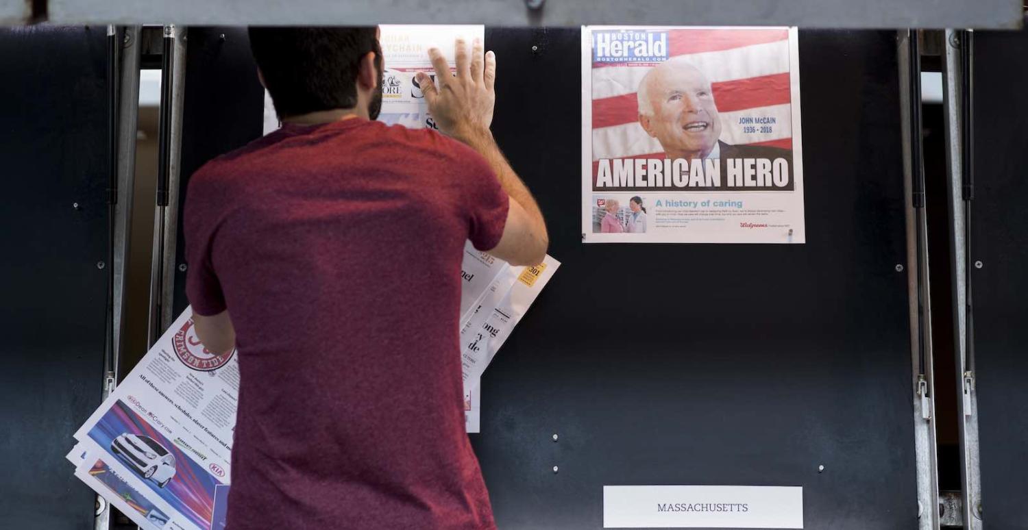 Front pages following Senator John McCain's passing (Photo: Bill Clark via Getty)