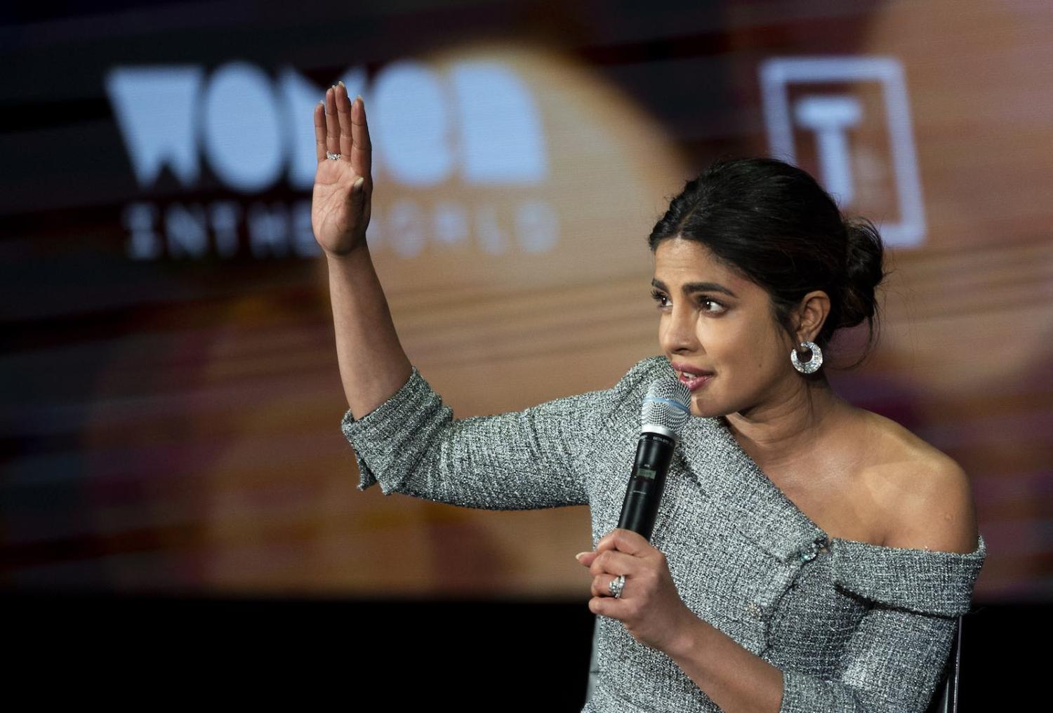 Priyanka Chopra Jonas at the Women in the World Summit in New York City (Photo by Johannes Eisele via Getty)