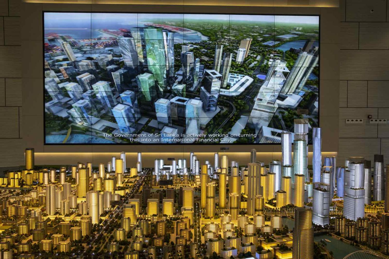 A model of Port City Colombo in Sri Lanka, funded with US$1.4 billion in Chinese investment (Paula Bronstein/Getty Images)