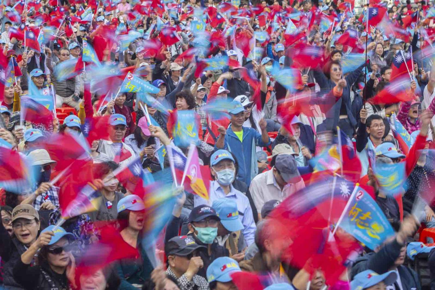 Supporters of Han Kuo-yu, Taiwan's main opposition presidential candidate, at a campaign rally in Taipei, 5 January (Photo: Chan Long Hei/SOPA Images/LightRocket via Getty)