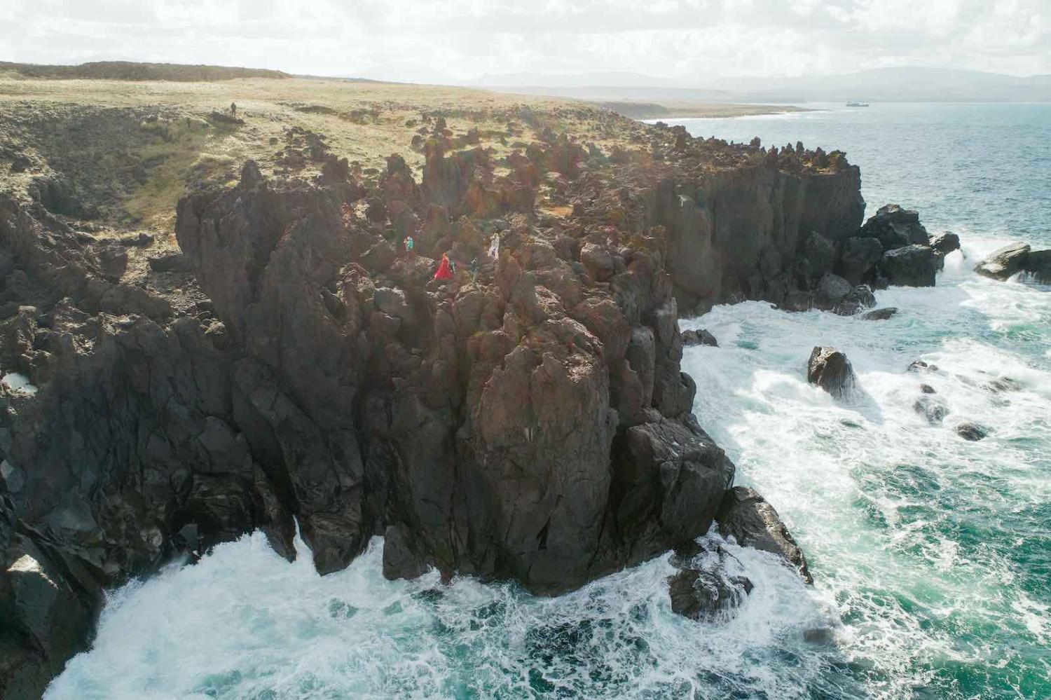 Tourists in October on the Yankito Plateau on Iturup Island, the largest one of the Kuril Islands, known in Japan as the Northern Territories (Yuri Smityuk/TASS via Getty Images)