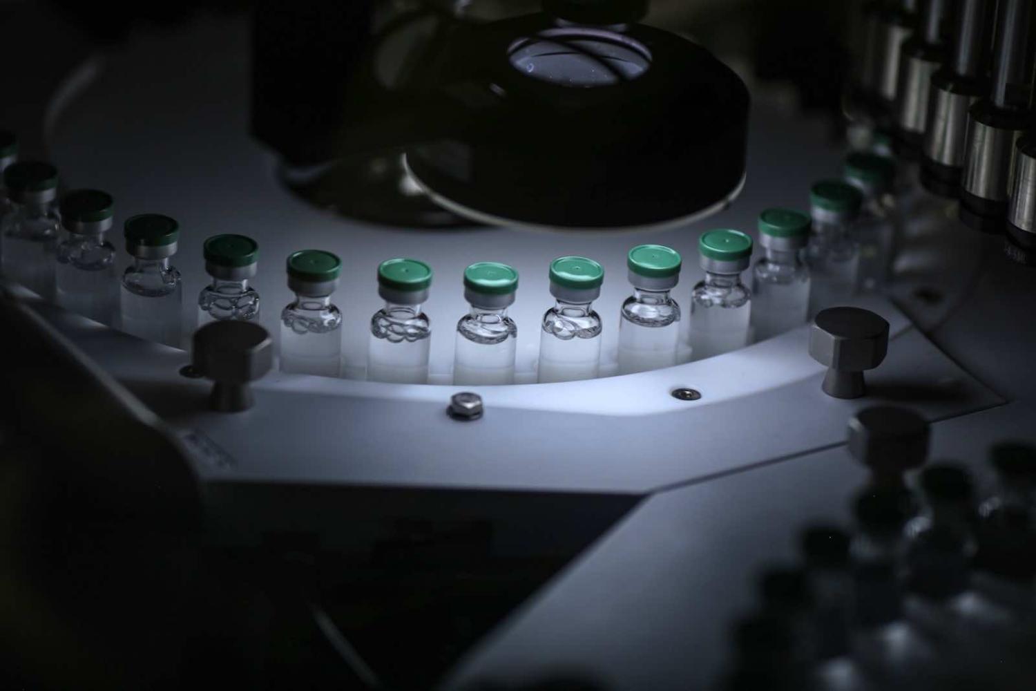 Vials of Covishield, the local name for the Covid-19 vaccine developed by AstraZeneca and the University of Oxford, on the production line at the Serum Institute of India, Pune, Maharashtra (Dhiraj Singh/Bloomberg via Getty Images)