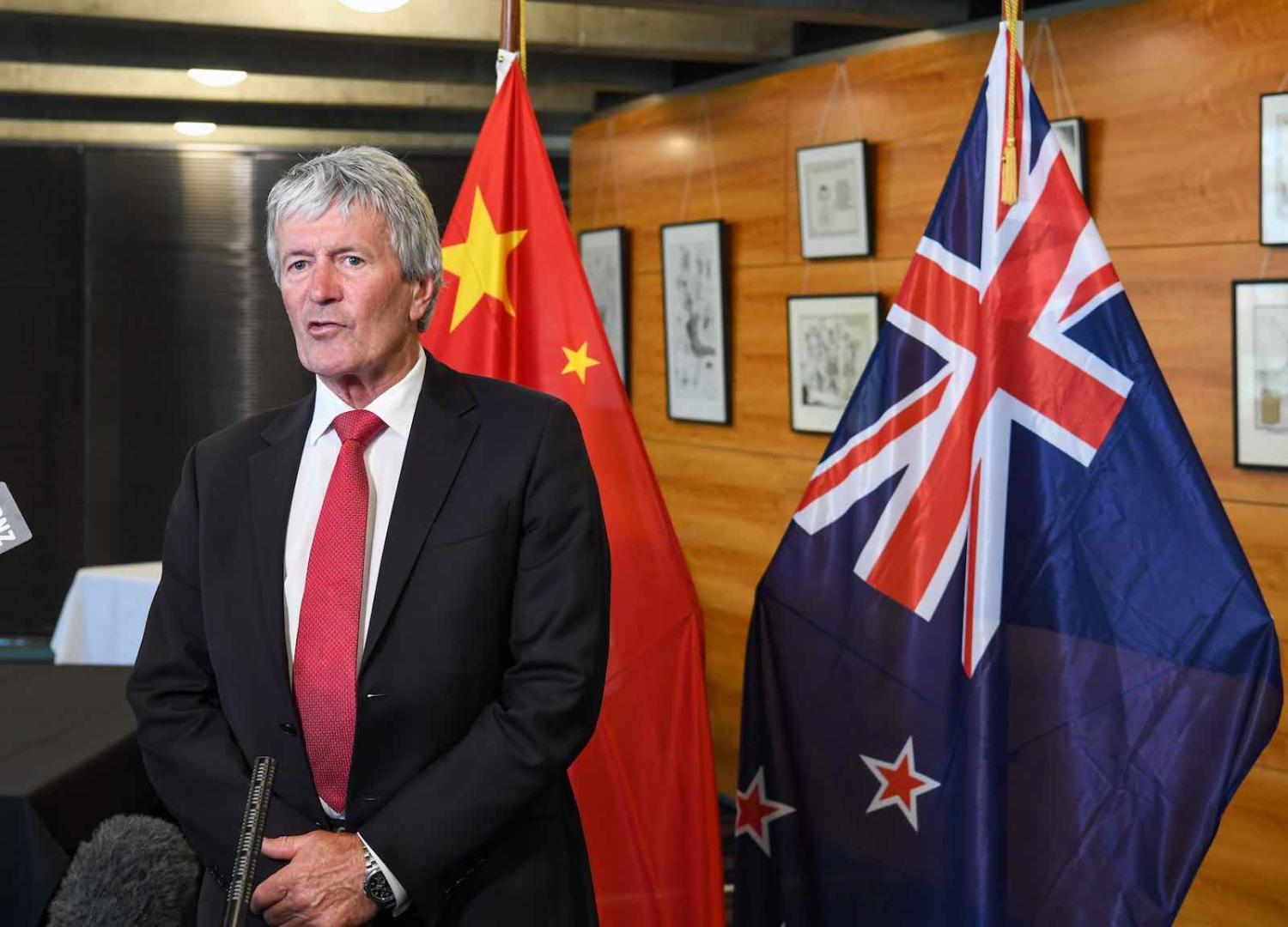 New Zealand’s Trade Minister Damien O'Connor announces an upgraded FTA between China and New Zealand in Wellington, New Zealand on 26 January, 2021 (Guo Lei/Xinhua via Getty)