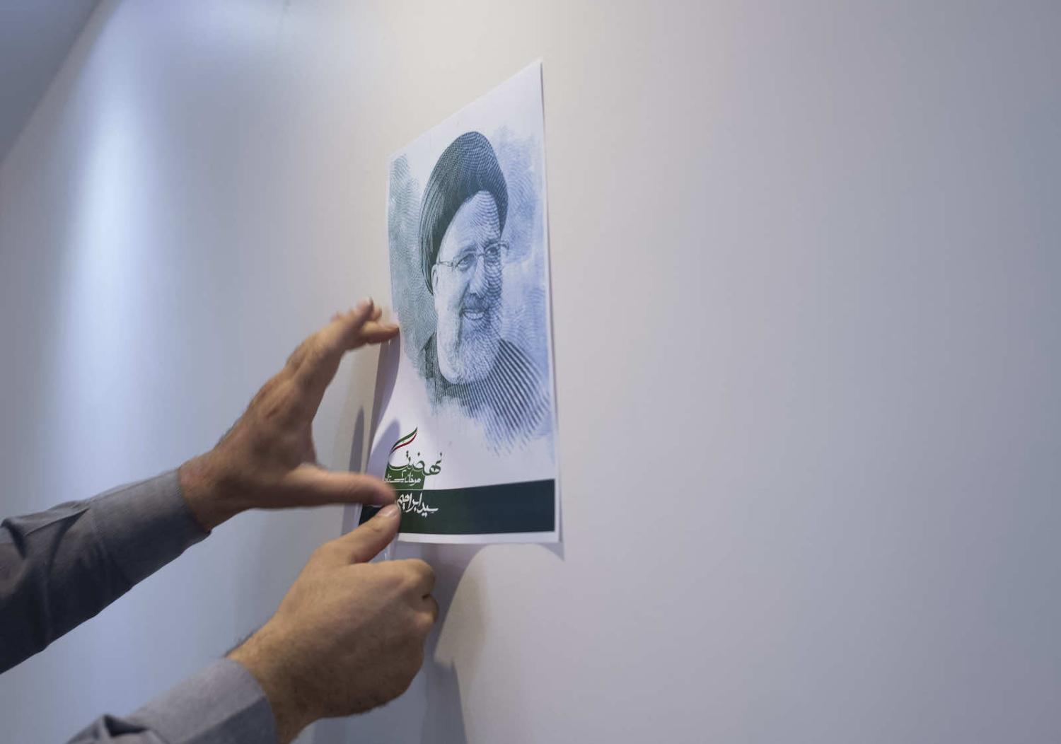 An election poster in Tehran for Chief Justice Ebrahim Raisi, the favoured candidate to win the presidency in 18 June polls (Morteza Nikoubazl/NurPhoto via Getty Images)