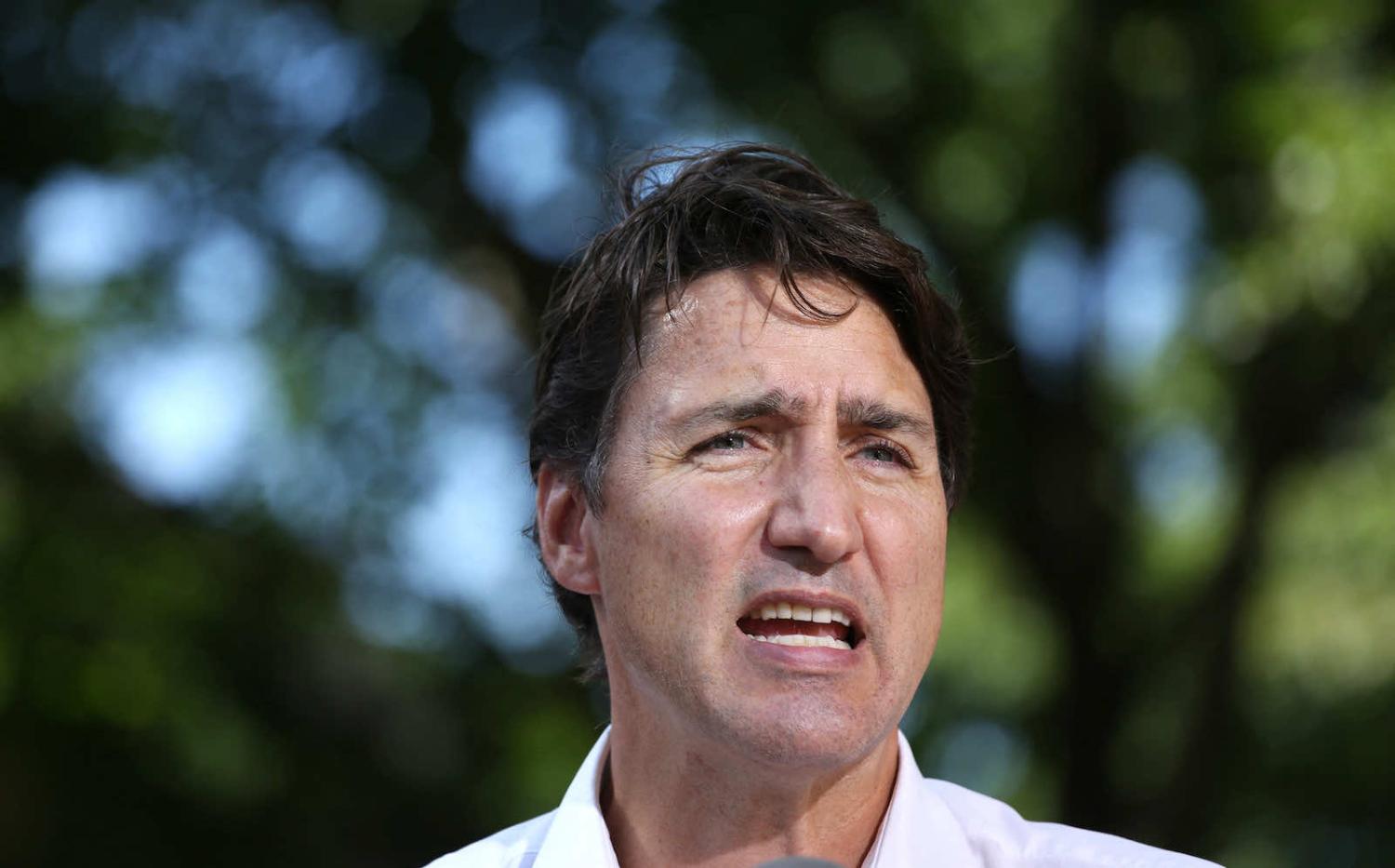 Trudeau now has the status of being just another politician, being asked to run on his record (Dave Chan/AFP via Getty Images)