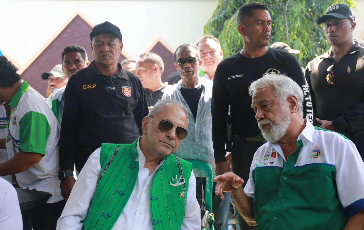 José Ramos-Horta (front left) with Xanana Gusmao on Sunday after Ramos-Horta announced a presidential bid (Valentino Dariel Sousa/AFP via Getty Images)