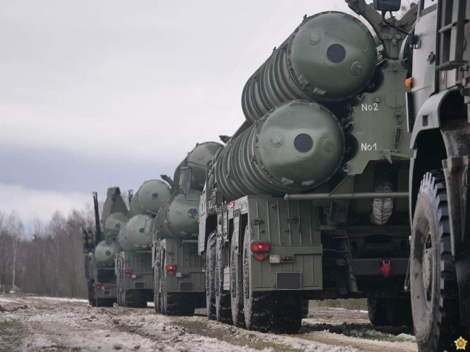 Troop and equipment movements in Belarus on 9 February in joint exercises with Russia (Belarus Defense Ministruy/Anadolu Agency via Getty Images)