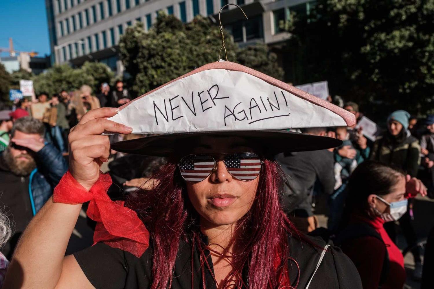 Protests in the United States following the leak of a Supreme Court draft judgement signalled the likely overturning of the right to abortion in the country (Nick Otto/AFP via Getty Images)