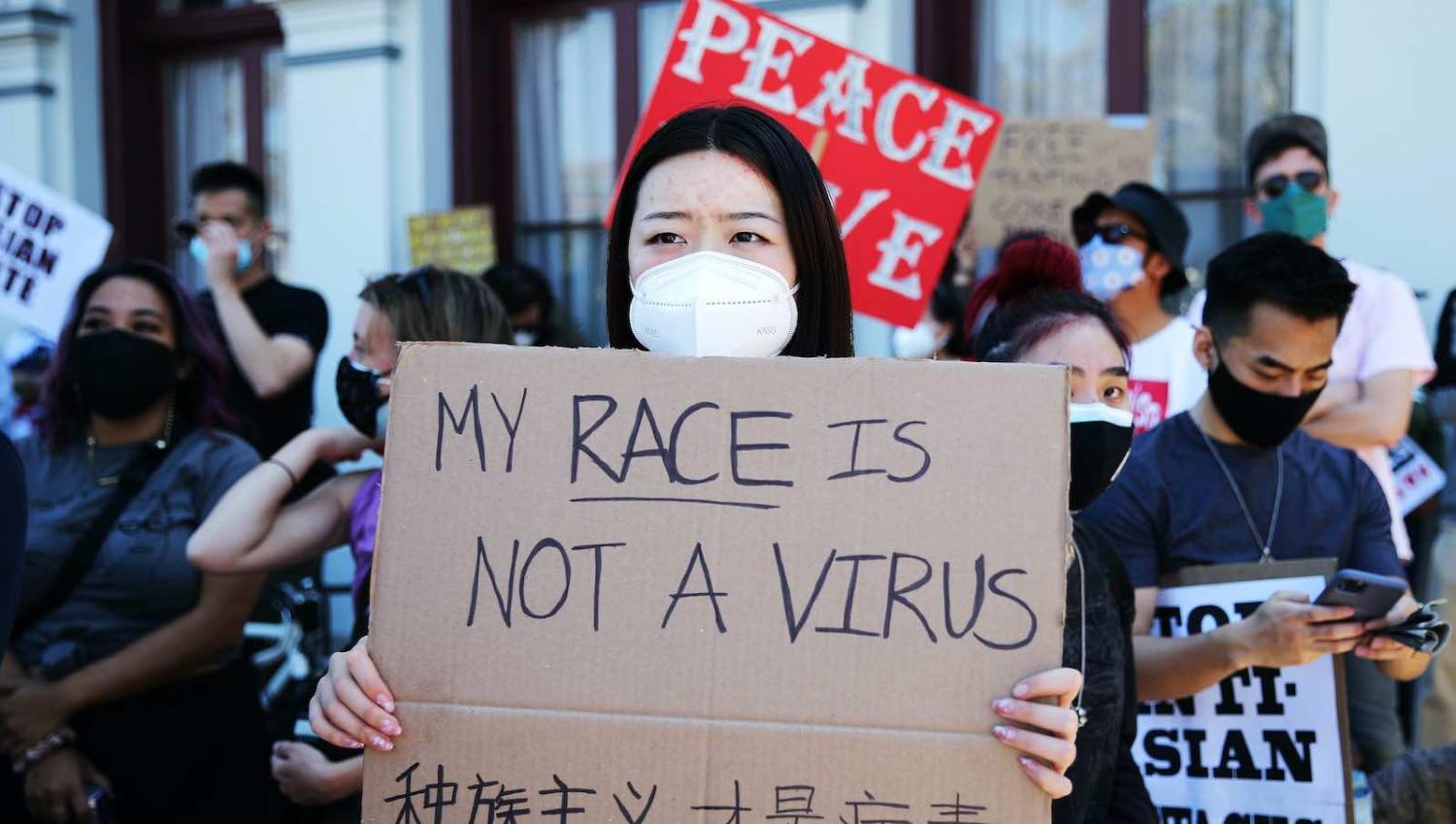 A demonstration against racism on 27 March 2021 in Los Angeles, California (Mario Tama/Getty Images)
