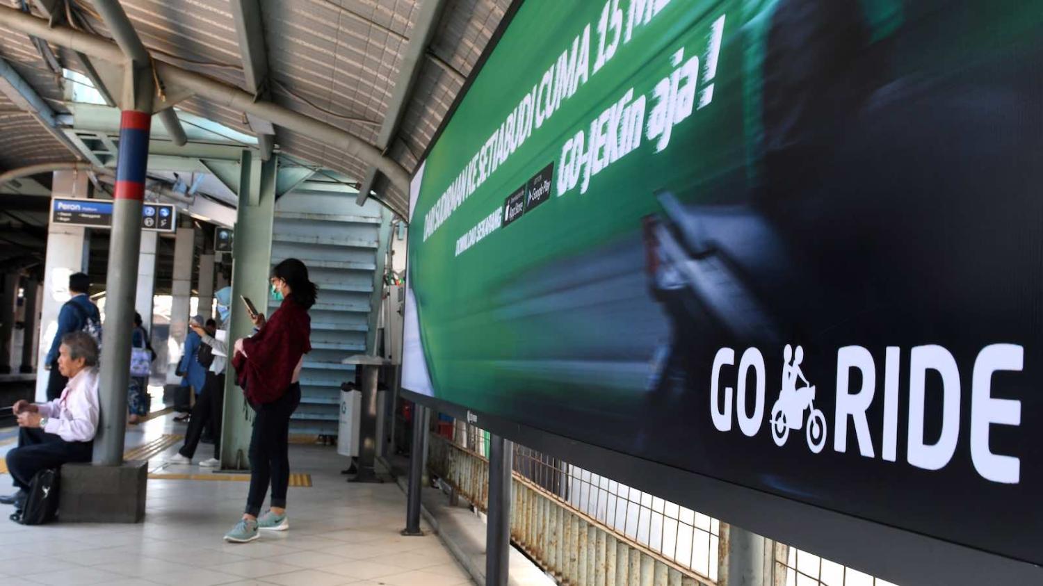Advertising in Jakarta for courier and digital payment group Gojek, one of the biggest start-ups in Southeast Asia (Goh Chai Hin via Getty Images)