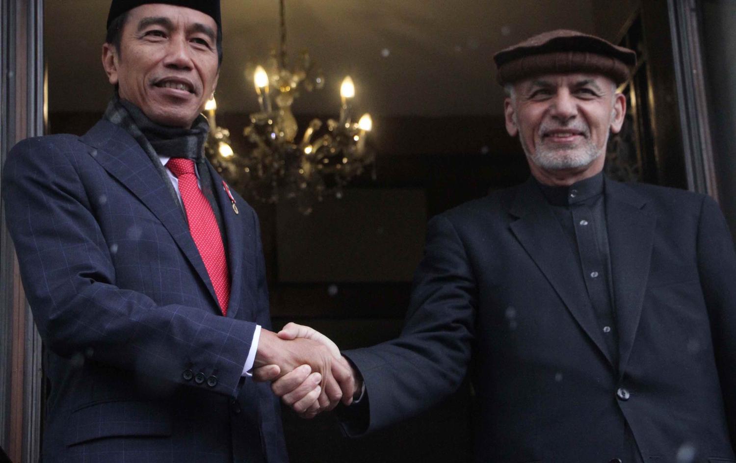 Indonesia’s Joko Widodo and Afghan President Ashraf Ghani in Kabul, Afghanistan, in January (Photo: Haroon Sabawoon/Getty)