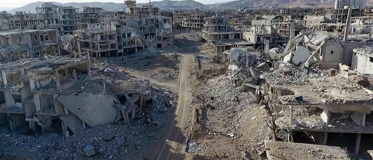 Wreckage in Arbin town, Eastern Ghouta region, Syria, on 9 March (Photo: Ammar Al Bushy/Getty)