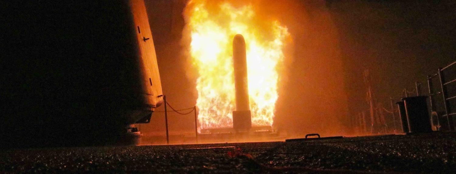 A cruise missile launched from USS Monterey on Saturday (Photo: US Navy via Getty)