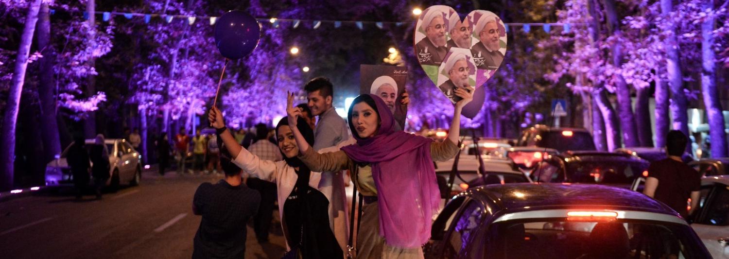 In Tehran, supporters of President Hassan Rouhani celebrate the election result. (Photo by Fatemeh Bahrami/Getty Images)