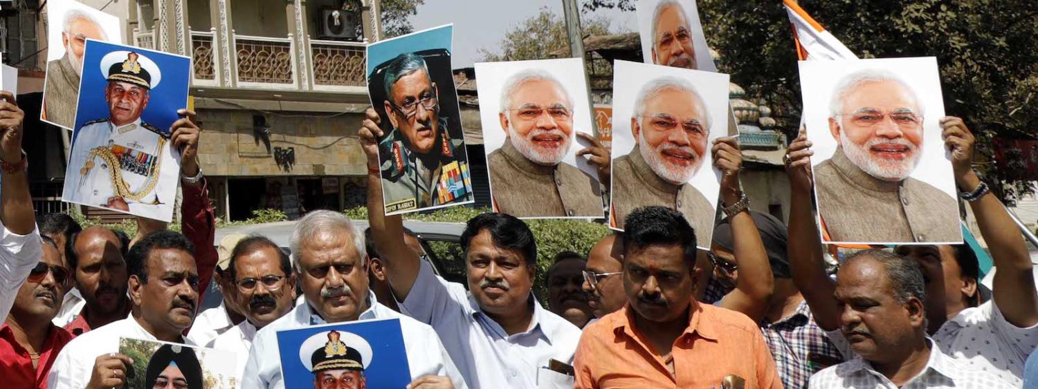 Indians celebrate the Indian air strike in Pakistan (Photo: Rahul Raut via Getty)