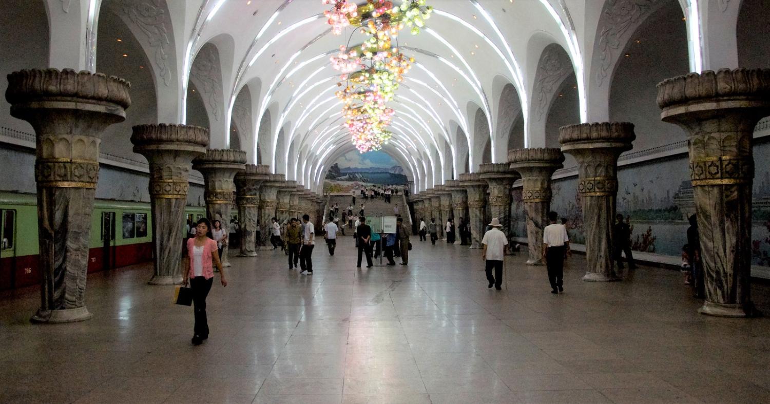 This Pyongyang metro station - 'Glory' - is one of only three stations where tourists are allowed in North Korea. (Photo: Stefan Schinning/Getty Images)