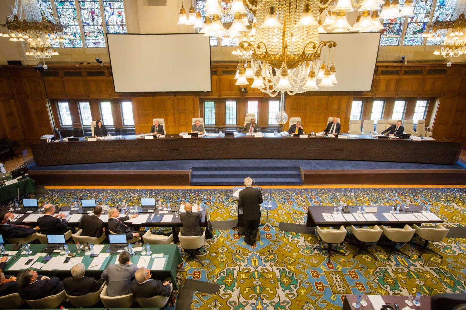 A hearing in session from the Permanent Court of Arbitration in the case of the Republic of Philippines vs the People’s Republic of China, with a ruling delivered in 2016 (PCA 2013-19)