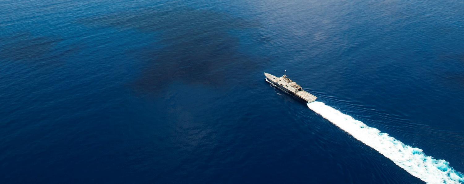 The USS Fort Worth on a routine patrol in international waters of the South China Sea near the Spratly Islands in 2015. (US Navy photo)