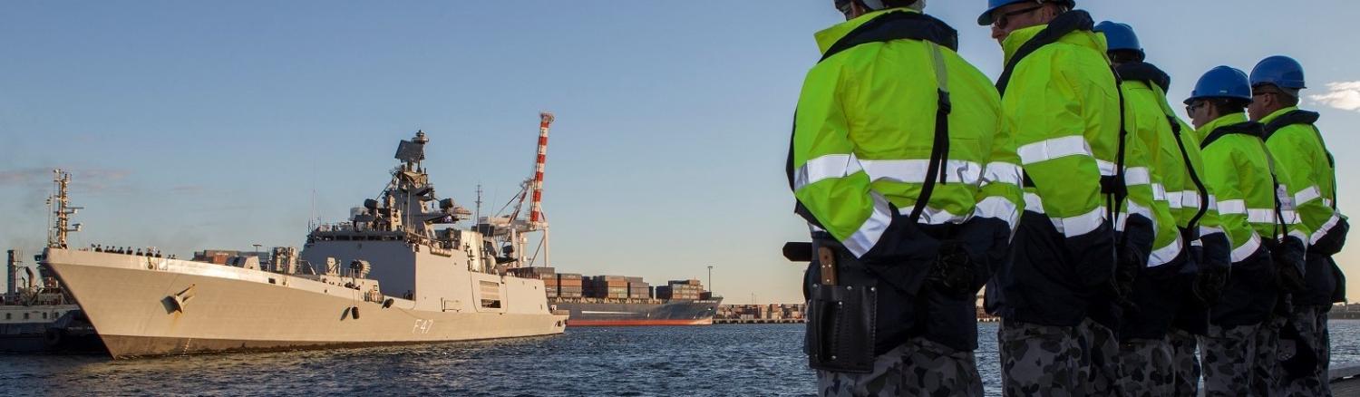 INS Shivalik comes alongside the Port of Fremantle as a part of Exercise AUSINDEX (Photo: Aust Defence Image Library)
