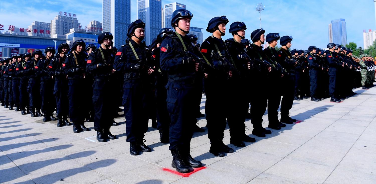 Shenyang Public Security Bureau holds security guard pep rally  for 19th CPC Congress (Photo: Getty Images)