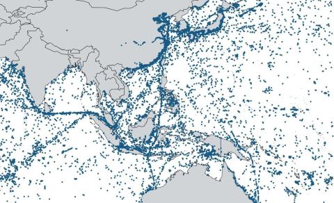 ESAIL microsatellite for tracking ships showing the South China Sea region (exactEarth/European Space Agency)